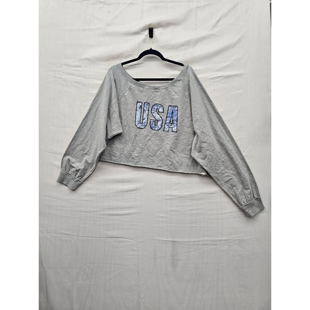 JoyLab Womens USA Pullover Sweatshirt Grey Cotton Blend Casual Size XXL